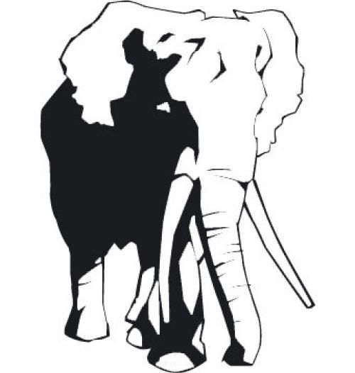Aufkleber "Elefant" Version 2 weiß, 550x700