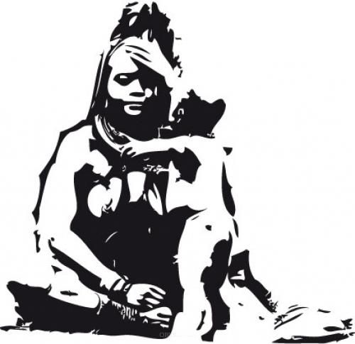 Aufkleber "Himba-Frau mit Kind" weiß, 550x550