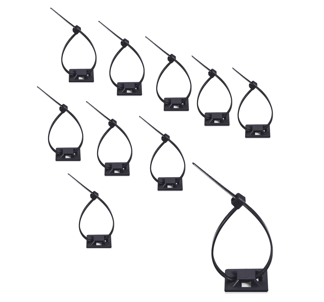 10er Packung Kabelbinder und selbstklebende Halter