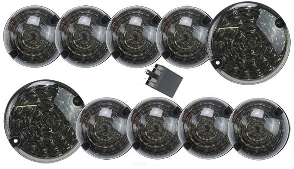 LED Signalleuchten Set, 10-teilig, Klarglas-schwarz, für Land Rover Defender